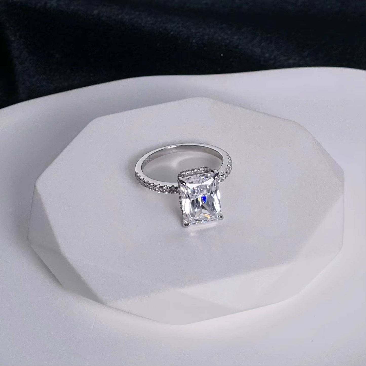 Rectangle Moissanite Ring