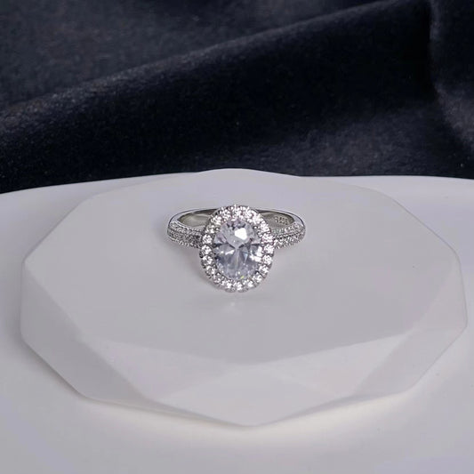 Halo Oval Moissanite Ring